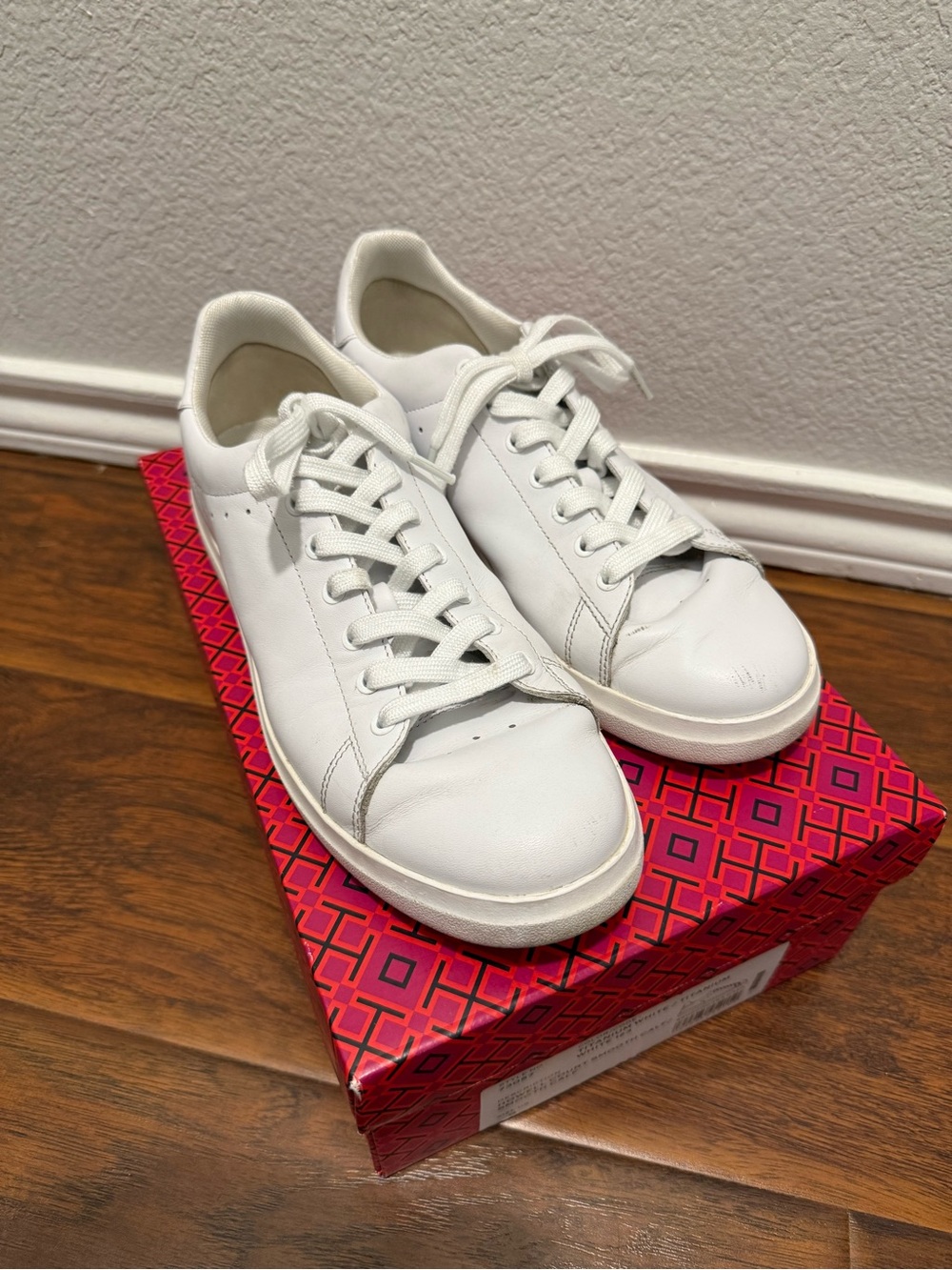 Tory Burch White Leather Lace-Up Sneakers